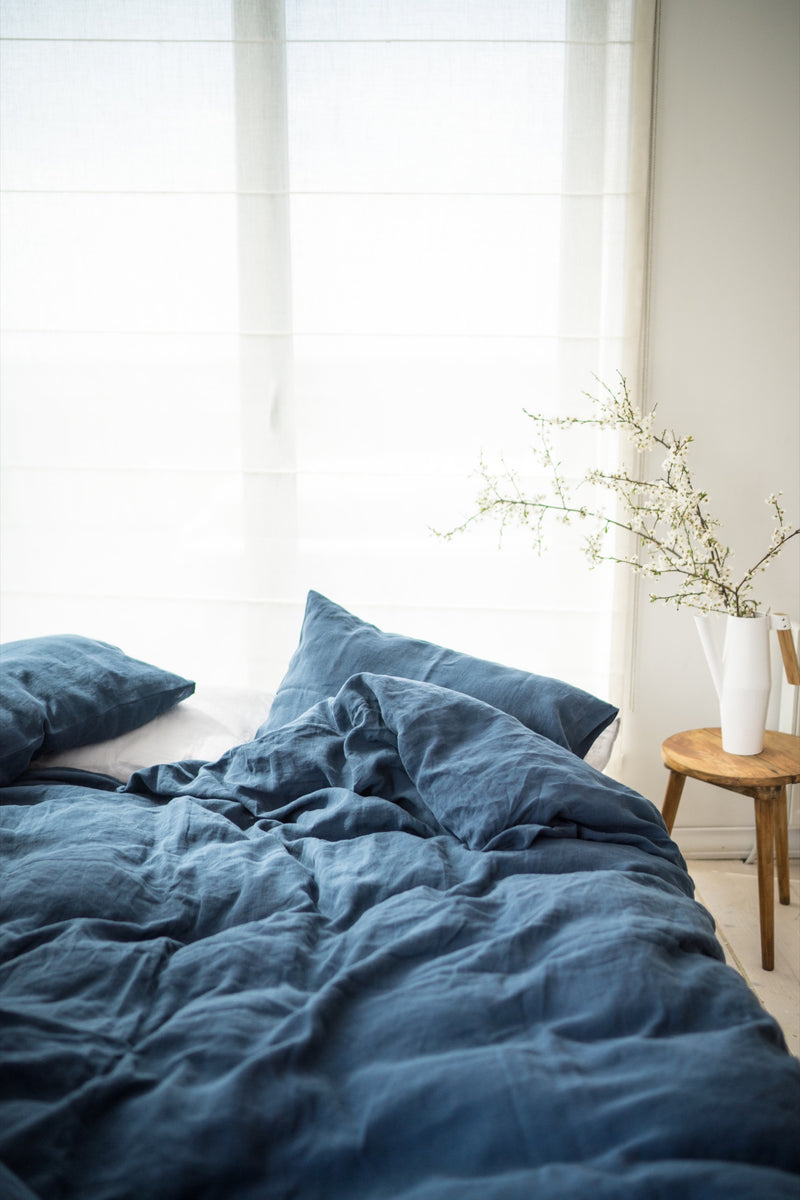 Linen duvet cover in sky buy blue color / Linen bedding / Organic duvet cover