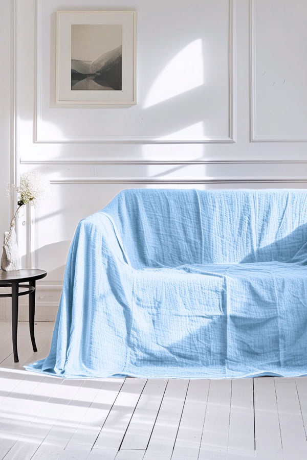 Linen Sofa Cover Light Blue 02