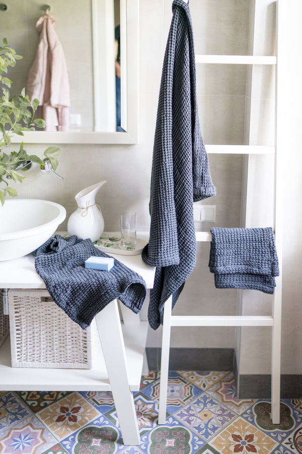 Bathroom Towels Waffle Bath Towels Dark Grey