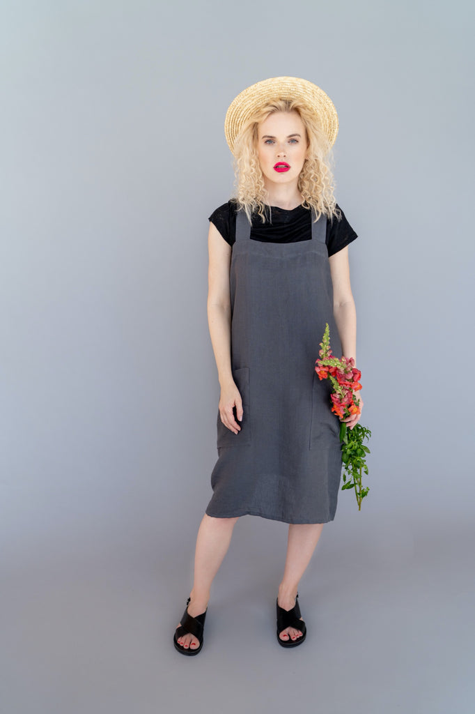 Dark grey pinafore dress hotsell