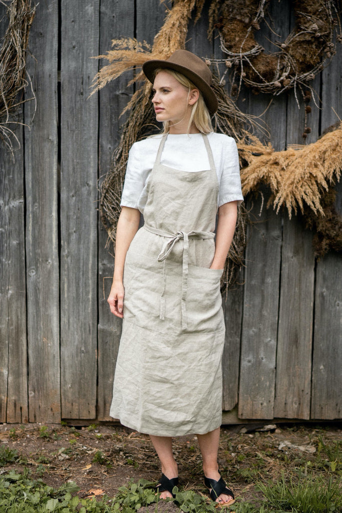 Linen Bib Apron Long Apron Full Apron Natural