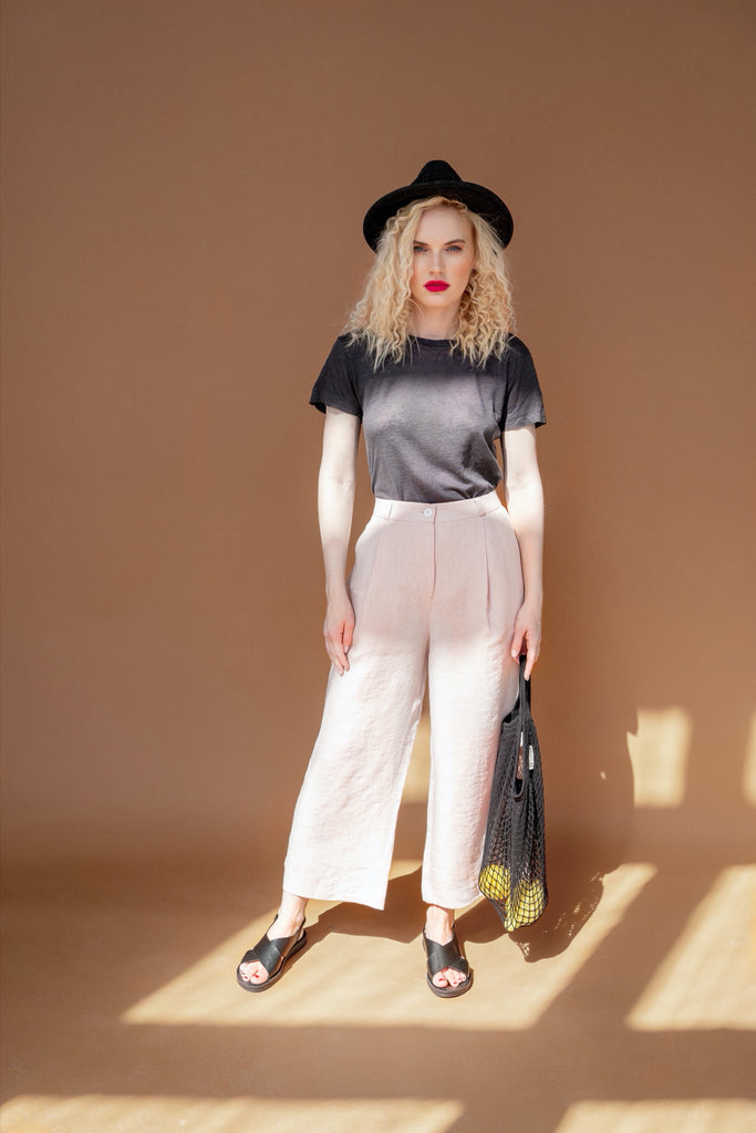 Linen Culottes Linen Pants Trousers Lucinda Pink