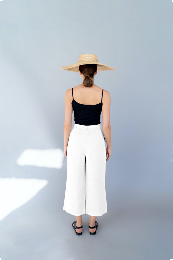 Linen Culottes Linen Pants Trousers Lucinda Pure White