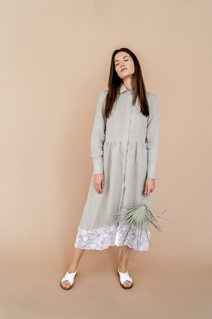 Linen Dress Linen Shirt Dress Maternity Dress Oversized Dress Aurora Natural