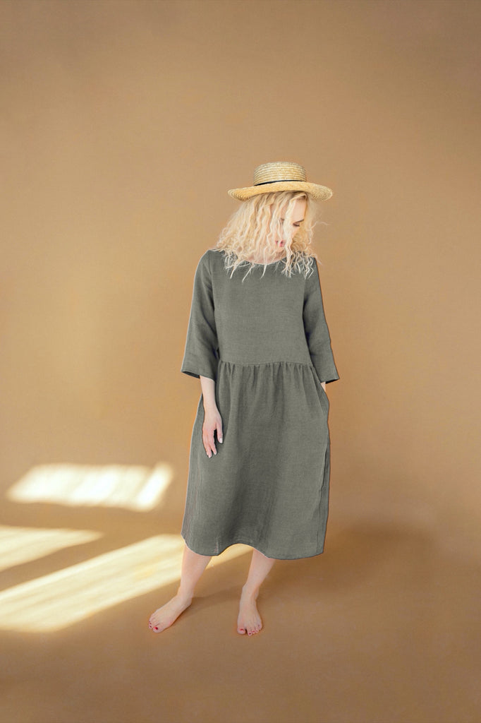 Linen Dress Summer Dress Oversized Dress Maternity Dress Plus Size Dress Grace Green