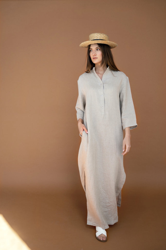 Linen kaftan maxi dress best sale