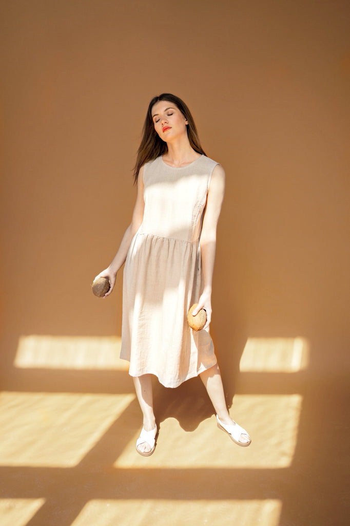 Linen Summer Dress Maternity Dress Plus Size Dress Oversized Dress Caroline Natural