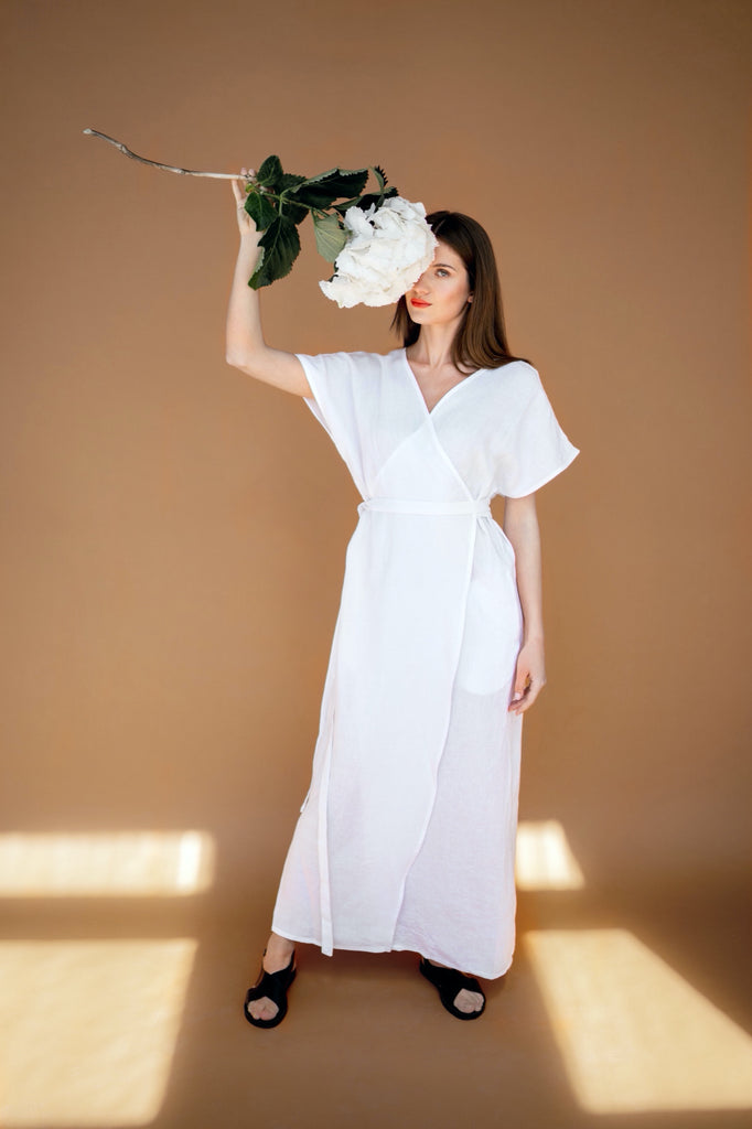 Linen wrap maxi on sale dress