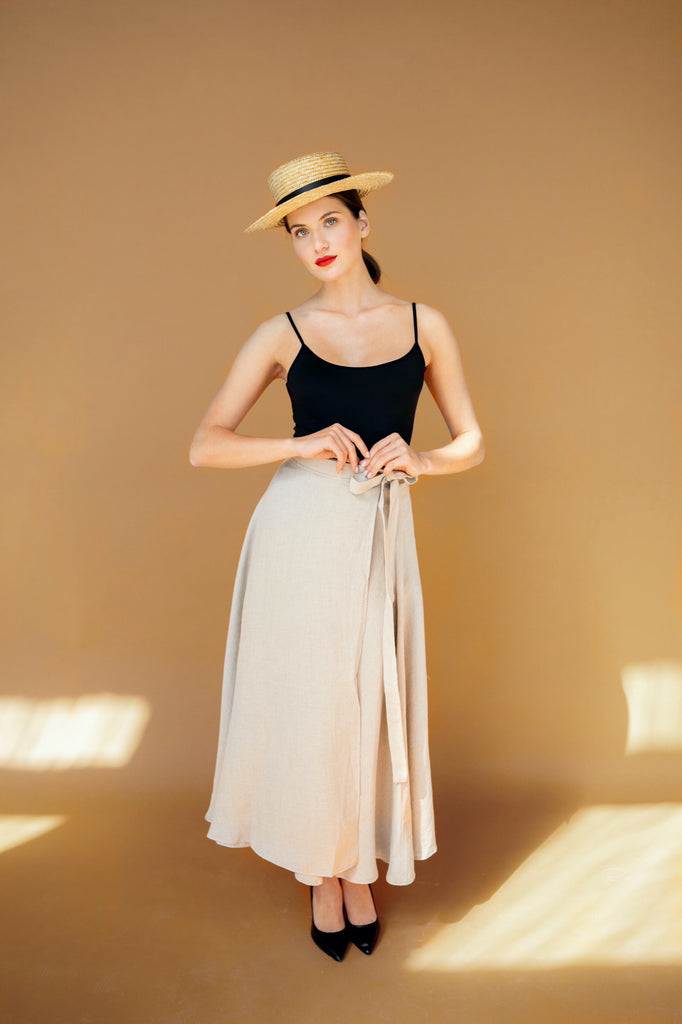 Long Linen Skirt Linen Maxi Skirt Wrap Skirt Laurel Natural