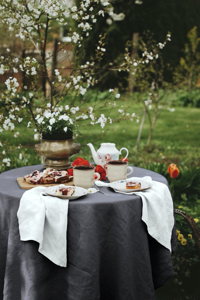 Organic Linen Tablecloth Round Tablecloth Linen Tablecloth Basic Tablecloth Dark Grey 1251