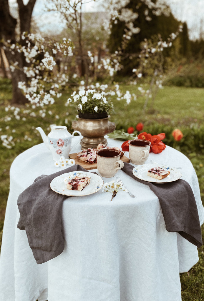 Organic Tablecloth Linen Tablecloth Round Tablecloth Reusable Napkins Basic Napkin Basic Tablecloth Dark Grey Light Grey 123