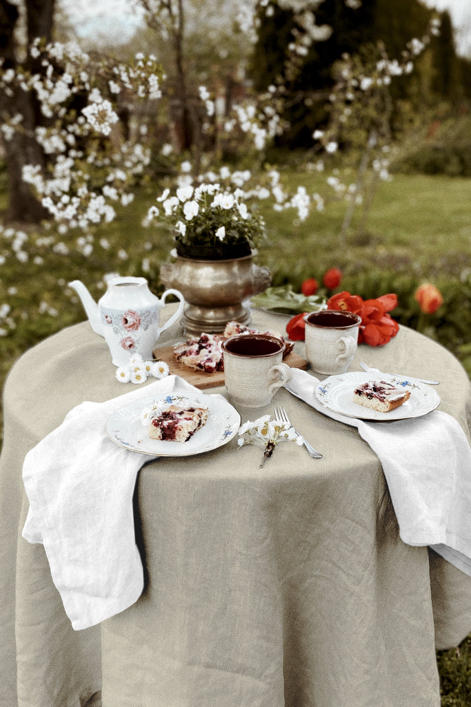 Organic Tablecloth Linen Tablecloth Round Tablecloth Reusable Napkins Basic Napkin Basic Tablecloth Pure White Natural 123