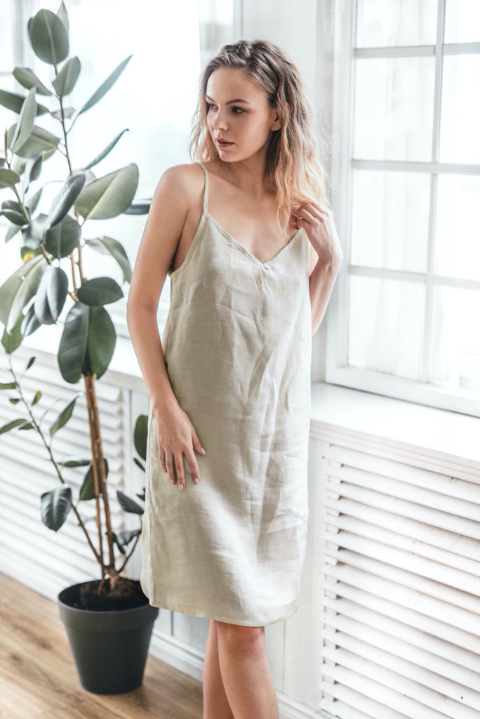 Soft Linen Nightdress Basic Dress Organic Dress Night Dress Natural