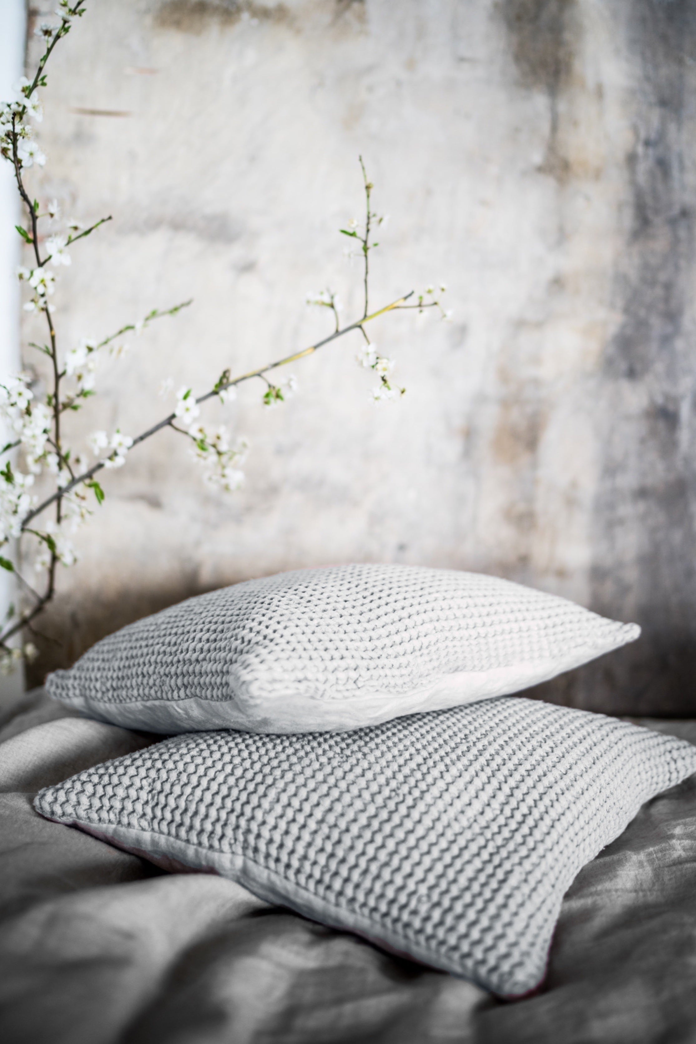 Light gray pillow store shams