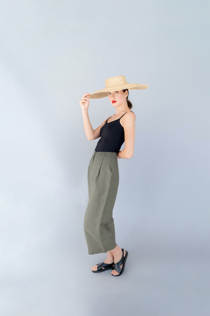 Wide Linen Pants Palazzo Pants Summer Pants Trousers Lucinda Green